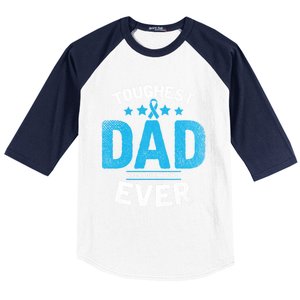 Light Blue Ribbon Fighter Toughest Dad Ever Prostate Cancer Great Gift Baseball Sleeve Shirt