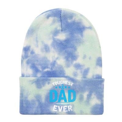 Light Blue Ribbon Fighter Toughest Dad Ever Prostate Cancer Great Gift Tie Dye 12in Knit Beanie