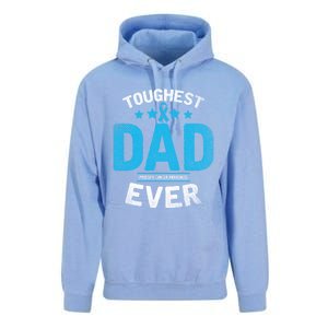 Light Blue Ribbon Fighter Toughest Dad Ever Prostate Cancer Great Gift Unisex Surf Hoodie