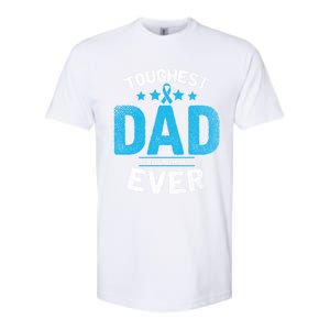 Light Blue Ribbon Fighter Toughest Dad Ever Prostate Cancer Great Gift Softstyle CVC T-Shirt