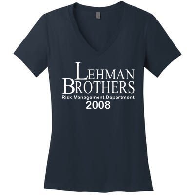 Lehman Brothers Risk Management Department 2008 Women's V-Neck T-Shirt