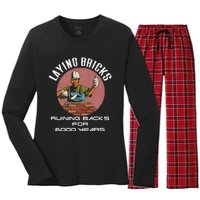 Laying Bricks Ruining Backs For 6000 Years For Brick Layers Women's Long Sleeve Flannel Pajama Set 