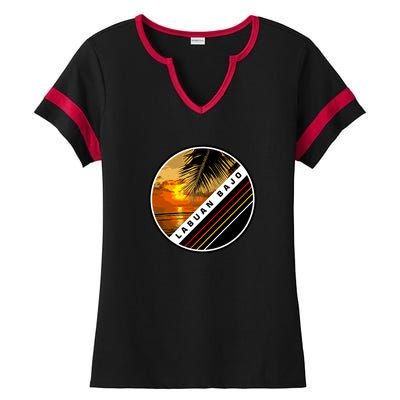 Labuan Bajo Retro Sunset Ladies Halftime Notch Neck Tee