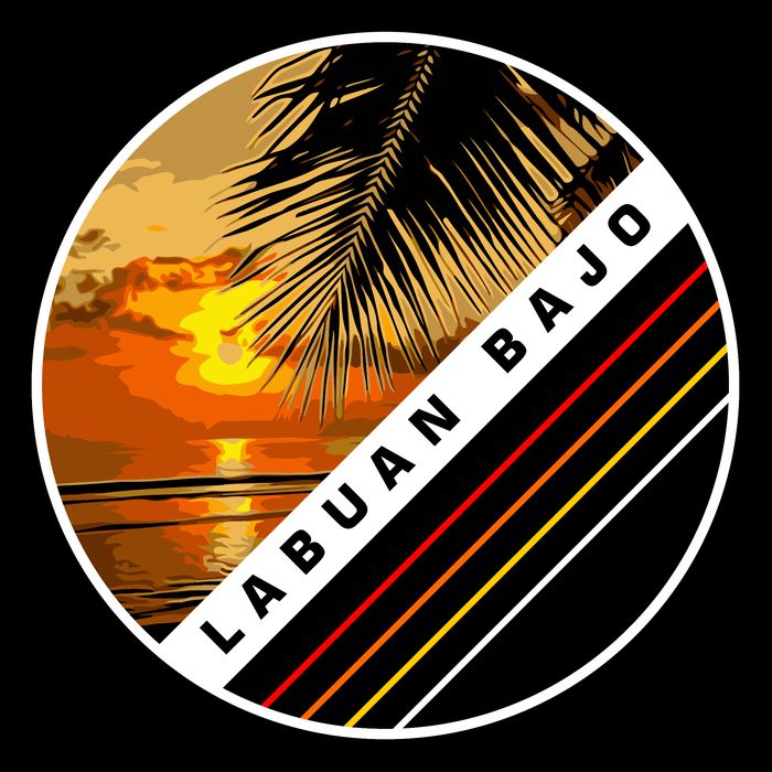 Labuan Bajo Retro Sunset Stripe Pom Pom Beanie