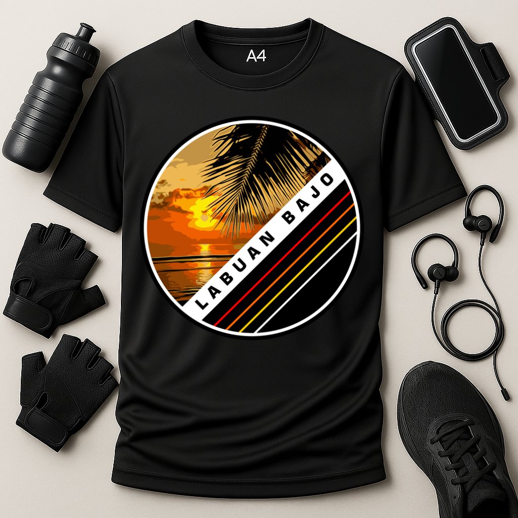 Labuan Bajo Retro Sunset Performance Shirt