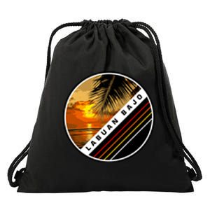 Labuan Bajo Retro Sunset Drawstring Bag