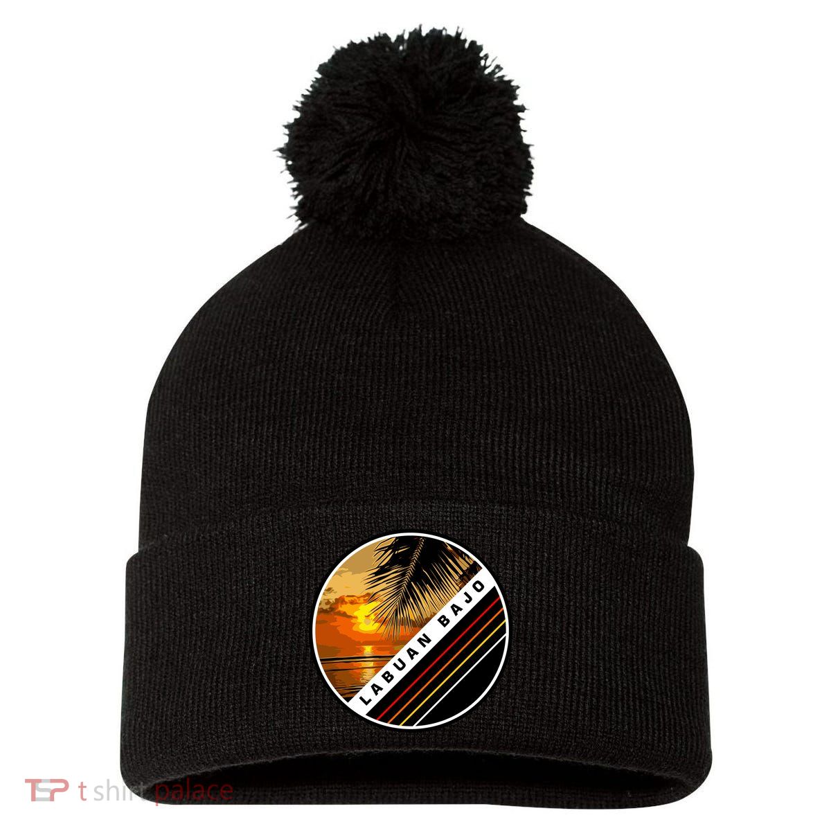 Labuan Bajo Retro Sunset Pom Pom 12in Knit Beanie