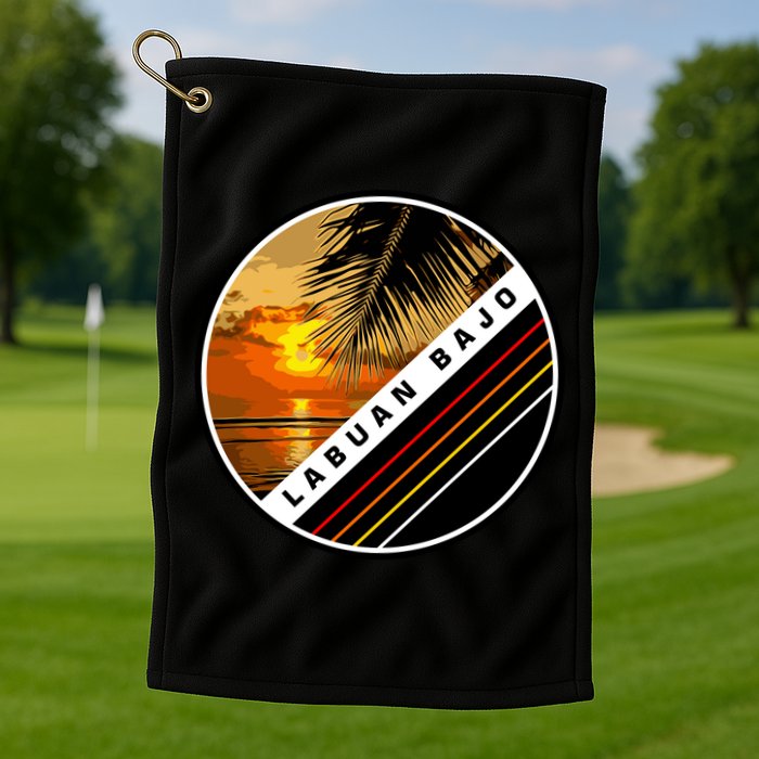 Labuan Bajo Retro Sunset Golf Towel