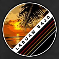 Labuan Bajo Retro Sunset Golf Towel