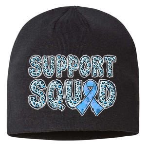 Light Blue Ribbon Leopard Support Squad Prostate Cancer Sustainable Beanie