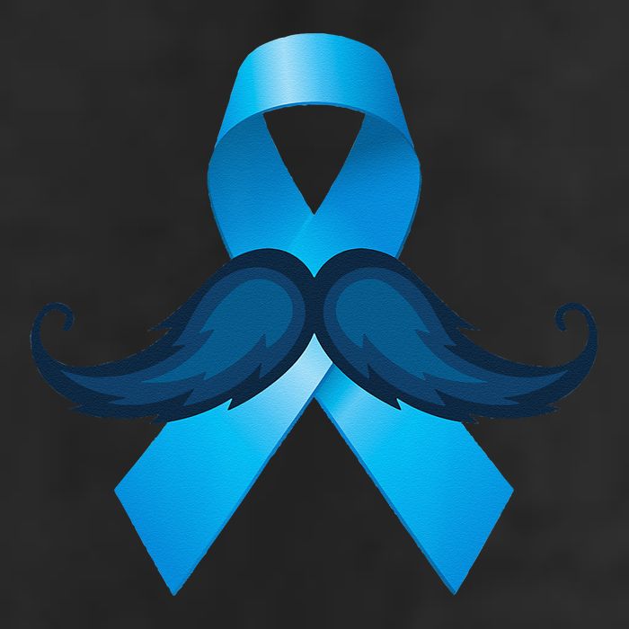 Light Blue Ribbon Mustache Prostate Cancer Awareness 7 Panel Mesh Trucker Snapback Hat