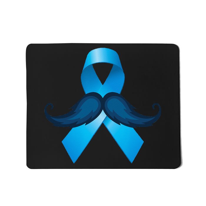 Light Blue Ribbon Mustache Prostate Cancer Awareness Mousepad