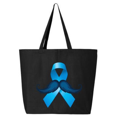 Light Blue Ribbon Mustache Prostate Cancer Awareness 25L Jumbo Tote