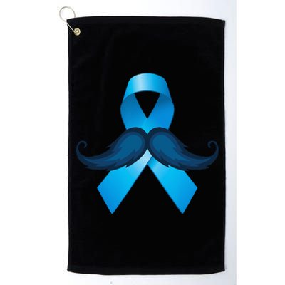 Light Blue Ribbon Mustache Prostate Cancer Awareness Platinum Collection Golf Towel