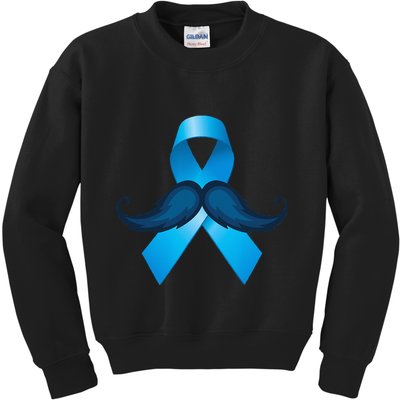 Light Blue Ribbon Mustache Prostate Cancer Awareness Kids Sweatshirt