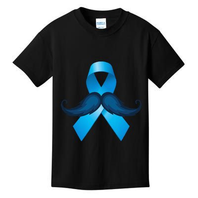 Light Blue Ribbon Mustache Prostate Cancer Awareness Kids T-Shirt