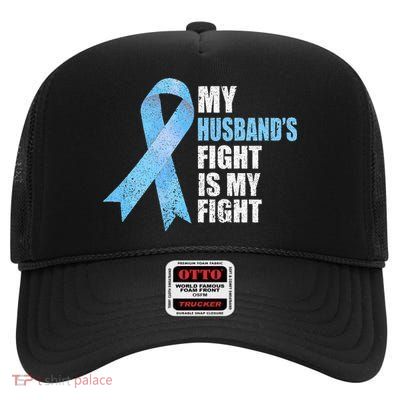 Light Blue Ribbon Supporter Wife Prostate Cancer Awareness High Crown Mesh Back Trucker Hat
