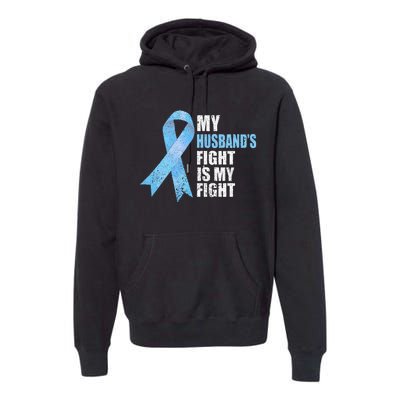 Light Blue Ribbon Supporter Wife Prostate Cancer Awareness Premium Hoodie