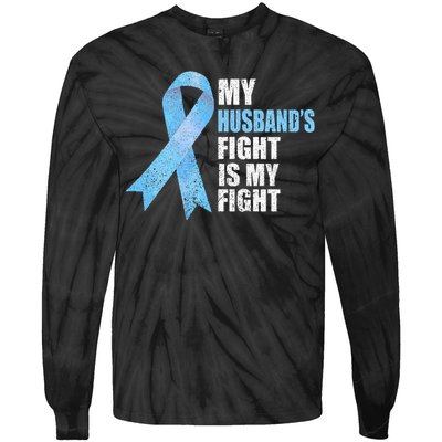 Light Blue Ribbon Supporter Wife Prostate Cancer Awareness Tie-Dye Long Sleeve Shirt