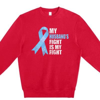 Light Blue Ribbon Supporter Wife Prostate Cancer Awareness Premium Crewneck Sweatshirt