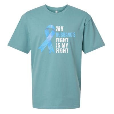 Light Blue Ribbon Supporter Wife Prostate Cancer Awareness Sueded Cloud Jersey T-Shirt