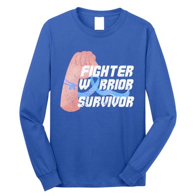 Light Blue Ribbon Fighter Warrior Prostate Cancer Awareness Gift Long Sleeve Shirt