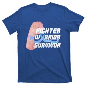 Light Blue Ribbon Fighter Warrior Prostate Cancer Awareness Gift T-Shirt