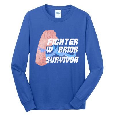 Light Blue Ribbon Fighter Warrior Prostate Cancer Awareness Gift Tall Long Sleeve T-Shirt