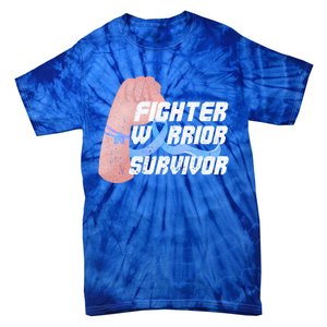 Light Blue Ribbon Fighter Warrior Prostate Cancer Awareness Gift Tie-Dye T-Shirt