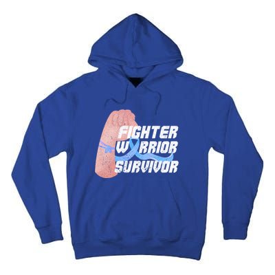 Light Blue Ribbon Fighter Warrior Prostate Cancer Awareness Gift Tall Hoodie