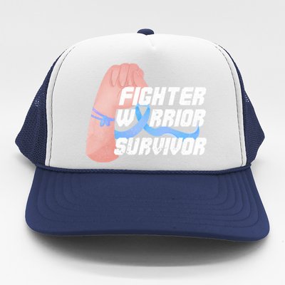 Light Blue Ribbon Fighter Warrior Prostate Cancer Awareness Gift Trucker Hat