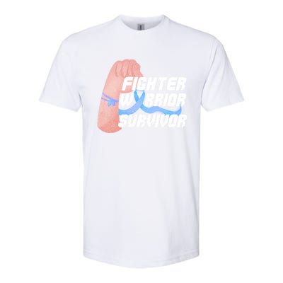 Light Blue Ribbon Fighter Warrior Prostate Cancer Awareness Gift Softstyle® CVC T-Shirt