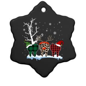 Leopard Buffalo Red Plaid Teeth Dental Christmas Dentist Great Gift Ceramic Star Ornament