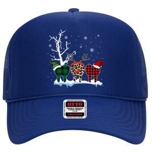 Leopard Buffalo Red Plaid Teeth Dental Christmas Dentist Great Gift High Crown Mesh Back Trucker Hat