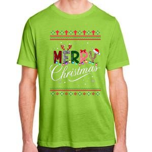 Leopard Buffalo Red Plaid Merry Christmas  Adult ChromaSoft Performance T-Shirt