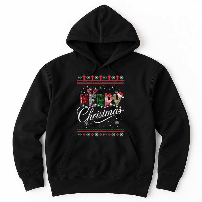 Leopard Buffalo Red Plaid Merry Christmas  Hoodie