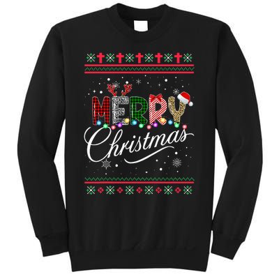 Leopard Buffalo Red Plaid Merry Christmas  Sweatshirt