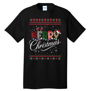 Leopard Buffalo Red Plaid Merry Christmas  Tall T-Shirt