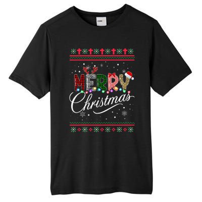 Leopard Buffalo Red Plaid Merry Christmas  Tall Fusion ChromaSoft Performance T-Shirt