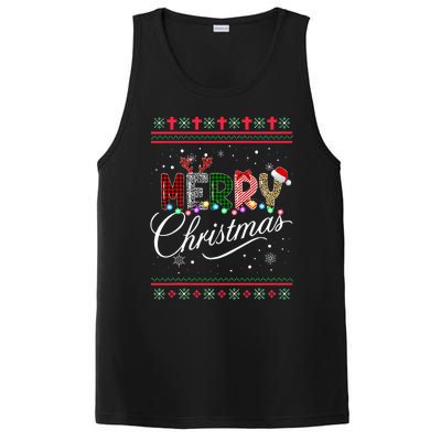 Leopard Buffalo Red Plaid Merry Christmas  PosiCharge Competitor Tank