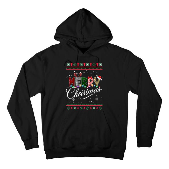 Leopard Buffalo Red Plaid Merry Christmas  Tall Hoodie