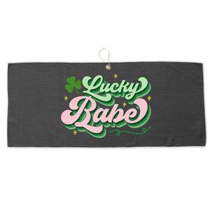 Lucky Babe Shamrock Funny St Patrick' Day Gift Large Microfiber Waffle Golf Towel