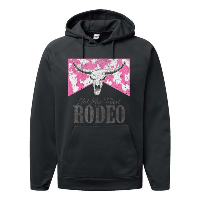 Leopard Bull Skull Western Life Country Not My First Rodeo Performance Fleece Hoodie