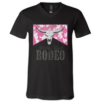 Leopard Bull Skull Western Life Country Not My First Rodeo V-Neck T-Shirt