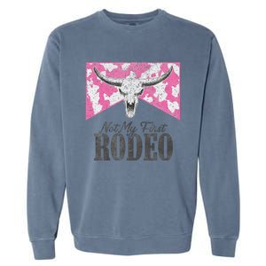 Leopard Bull Skull Western Life Country Not My First Rodeo Garment-Dyed Sweatshirt