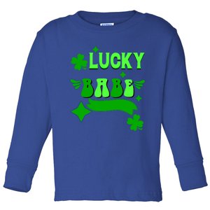 Lucky Babe St Patricks Day Shamrock Funny Meaningful Gift Toddler Long Sleeve Shirt