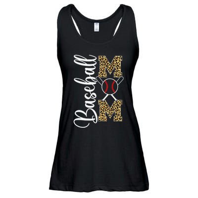 Leopard Baseball Softball Mom Mother's Day Funny Mom Life Ladies Essential Flowy Tank