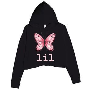 Little Butterfly Sorority Reveal Big Little for Lil Sister Crop Fleece Hoodie