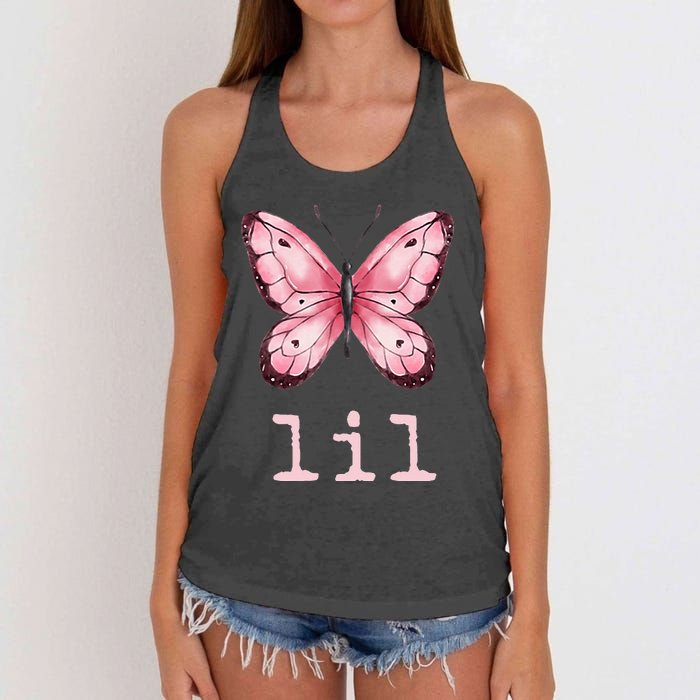 Little Butterfly Sorority Reveal Big Little for Lil Sister Women's Knotted Racerback Tank