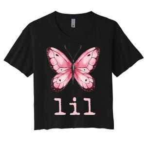 Little Butterfly Sorority Reveal Big Little for Lil Sister Women's Crop Top Tee